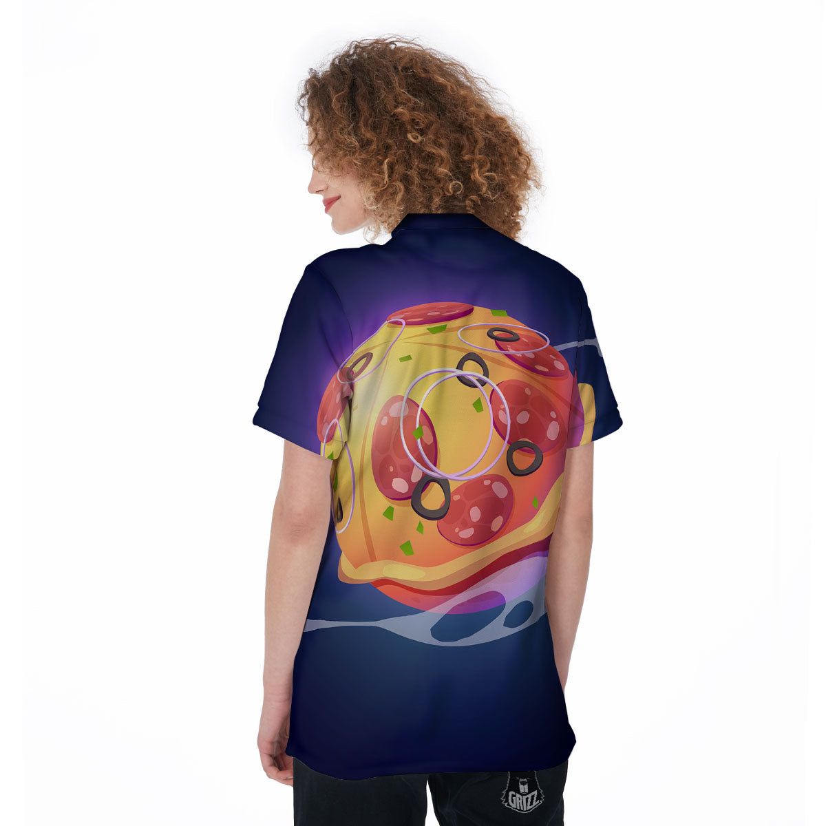 Pizza Planet Print Women's Golf Shirts-grizzshop