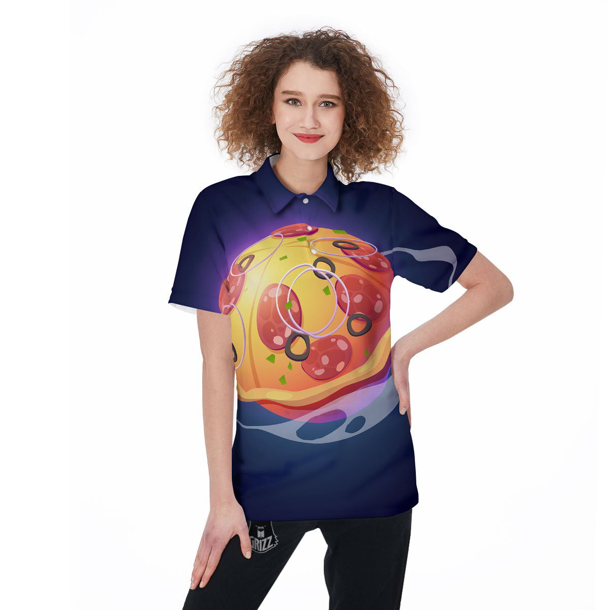 Pizza Planet Print Women's Golf Shirts-grizzshop