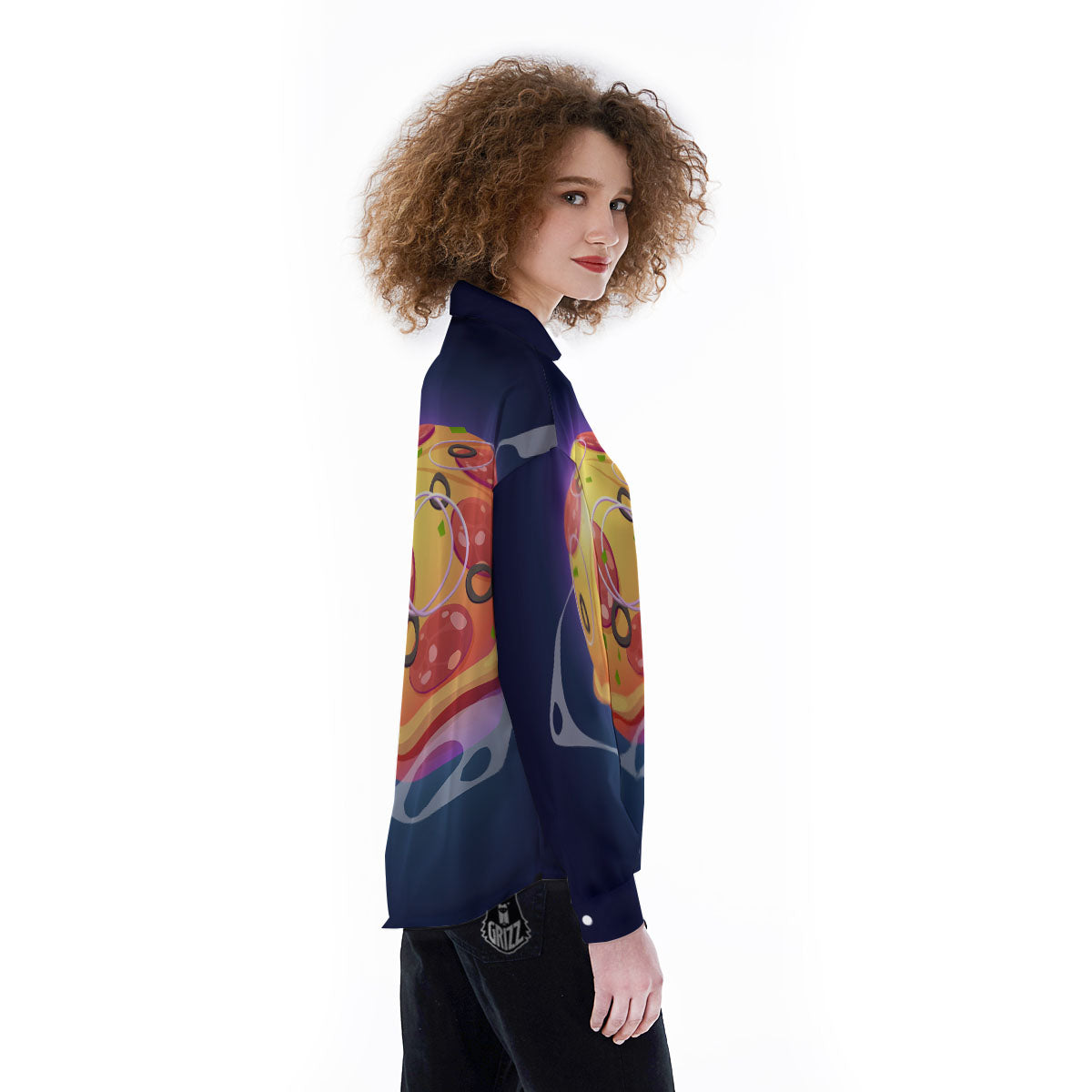 Pizza Planet Print Women's Long Sleeve Shirts-grizzshop