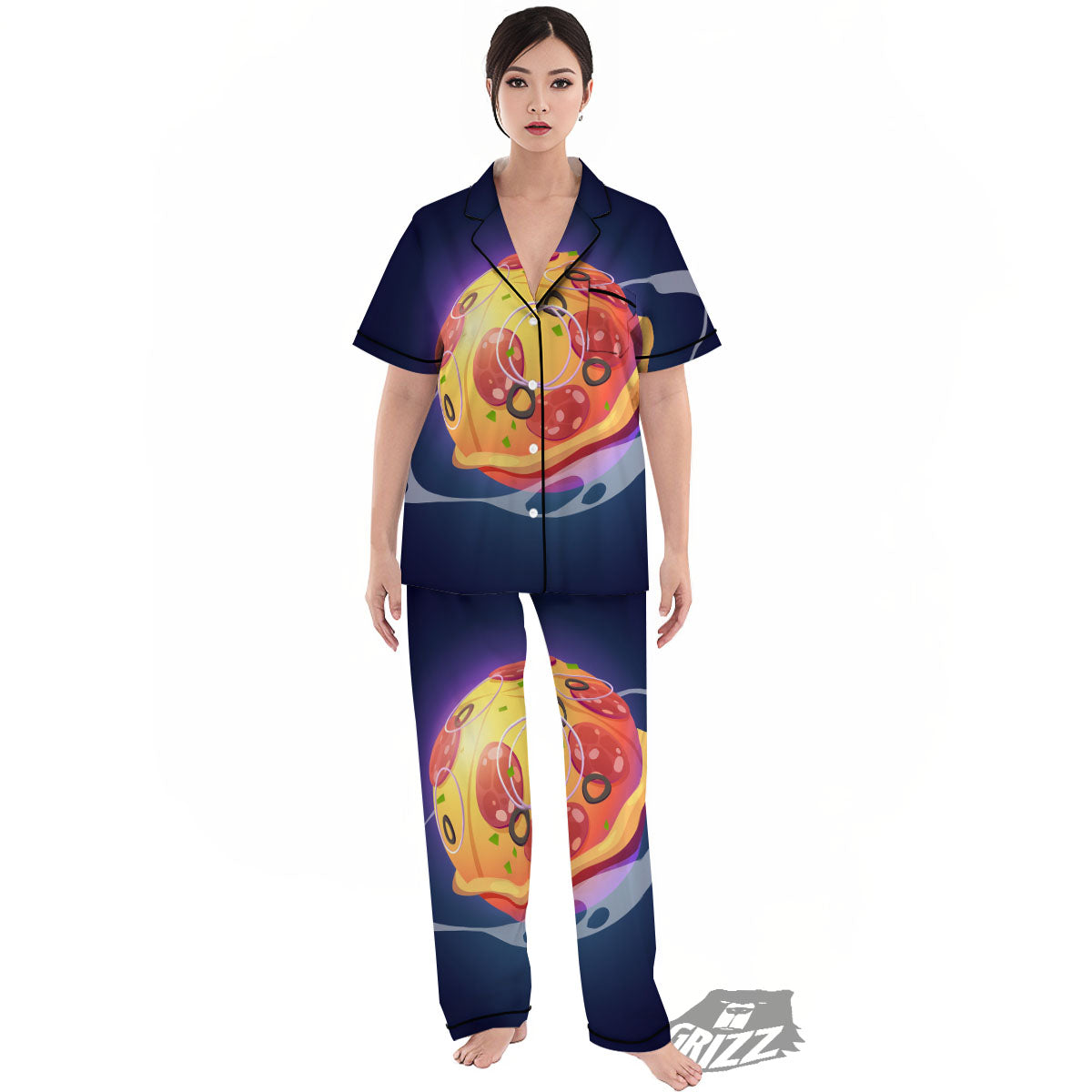 Pizza Planet Print Women's Pajamas Set-grizzshop