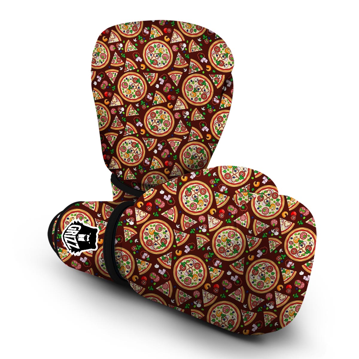 Pizza Print Pattern Boxing Gloves-grizzshop