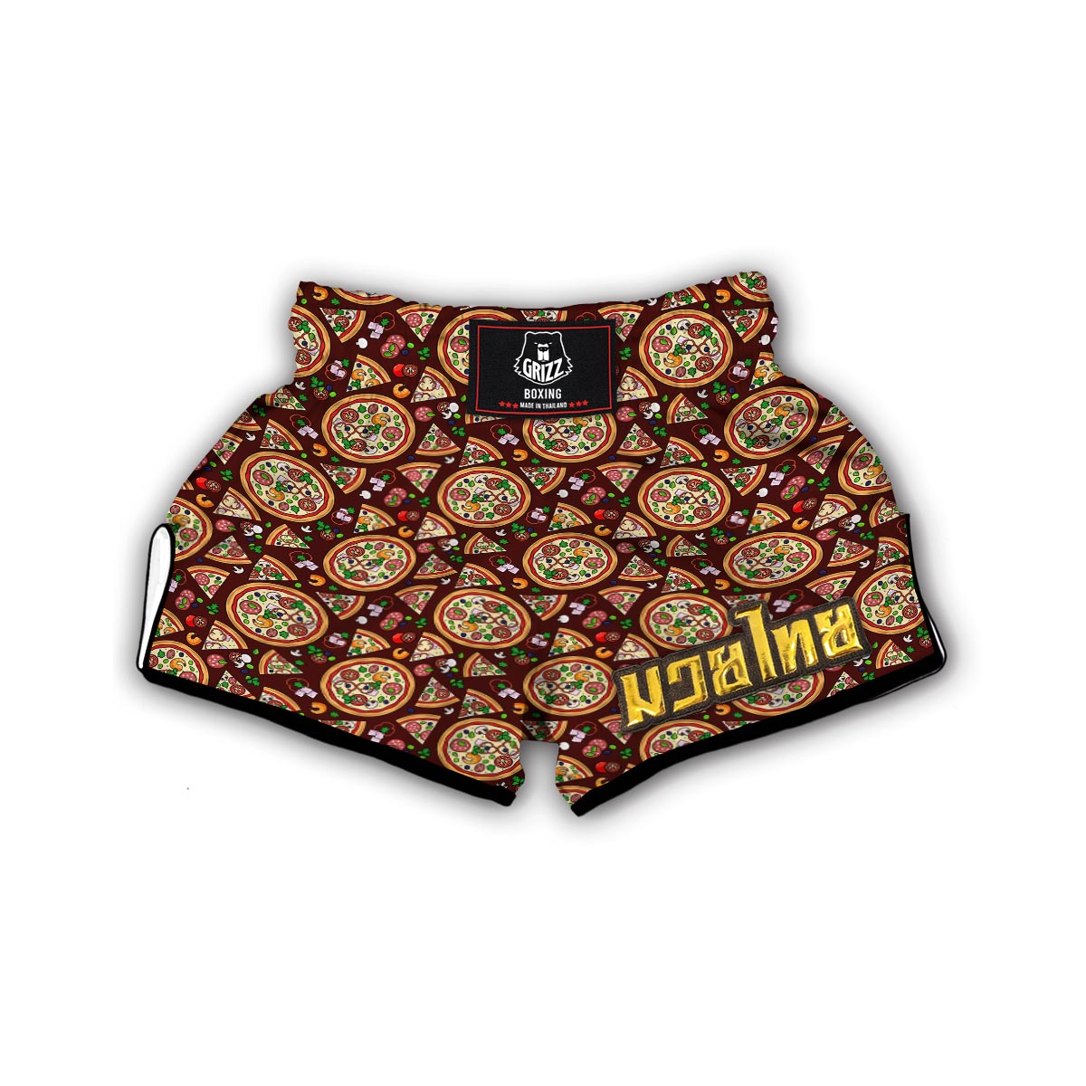 Pizza Print Pattern Muay Thai Boxing Shorts-grizzshop