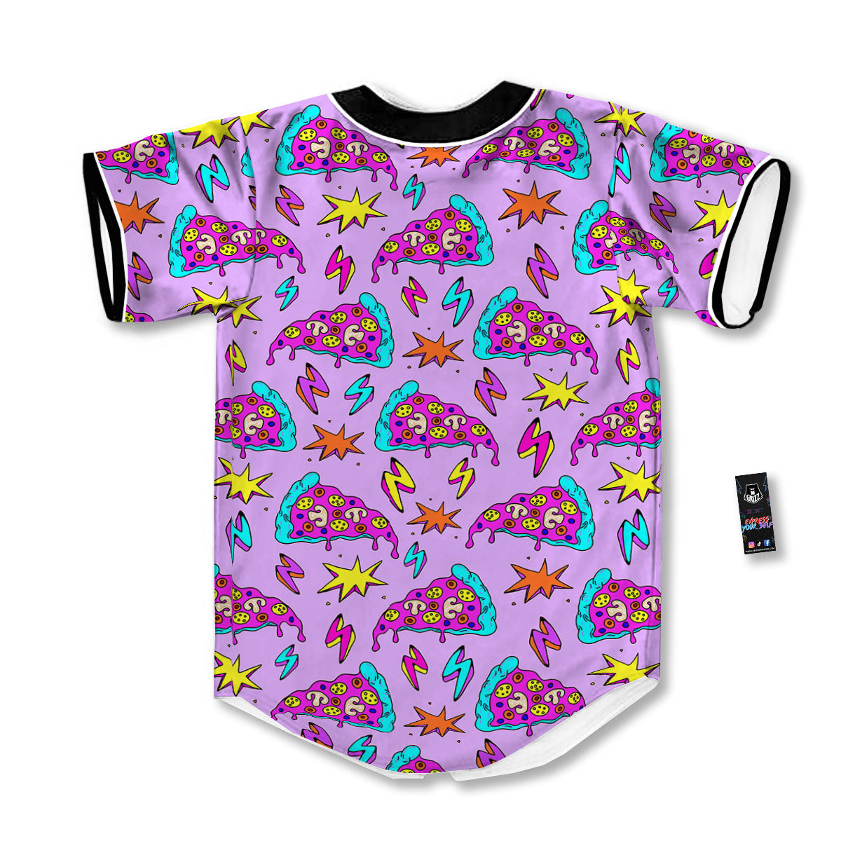 Pizza Psychedelic Print Pattern Baseball Jersey-grizzshop