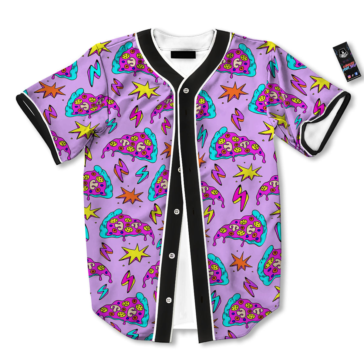 Pizza Psychedelic Print Pattern Baseball Jersey-grizzshop