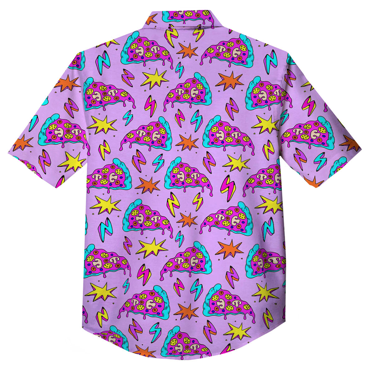 Pizza Psychedelic Print Pattern Button Up Shirt-grizzshop