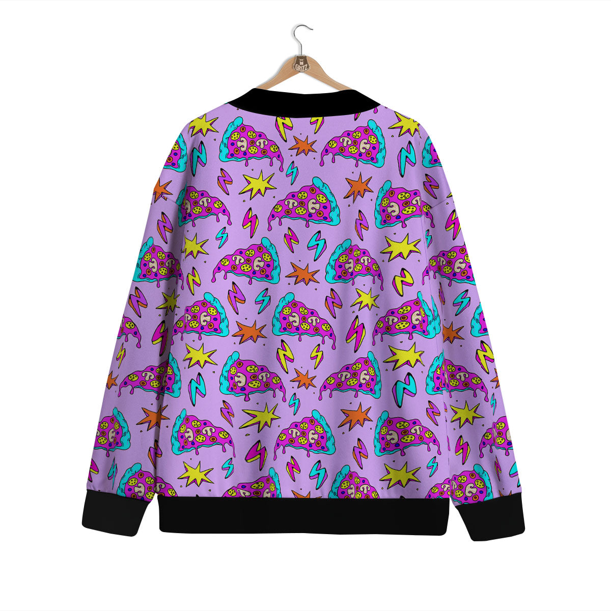 Pizza Psychedelic Print Pattern Cardigan-grizzshop