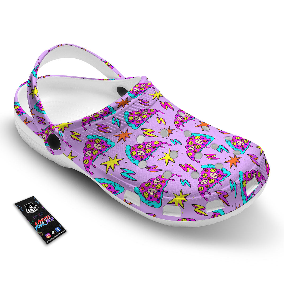 Pizza Psychedelic Print Pattern Clog-grizzshop