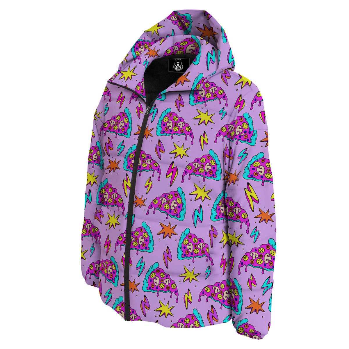 Pizza Psychedelic Print Pattern Down Jacket-grizzshop