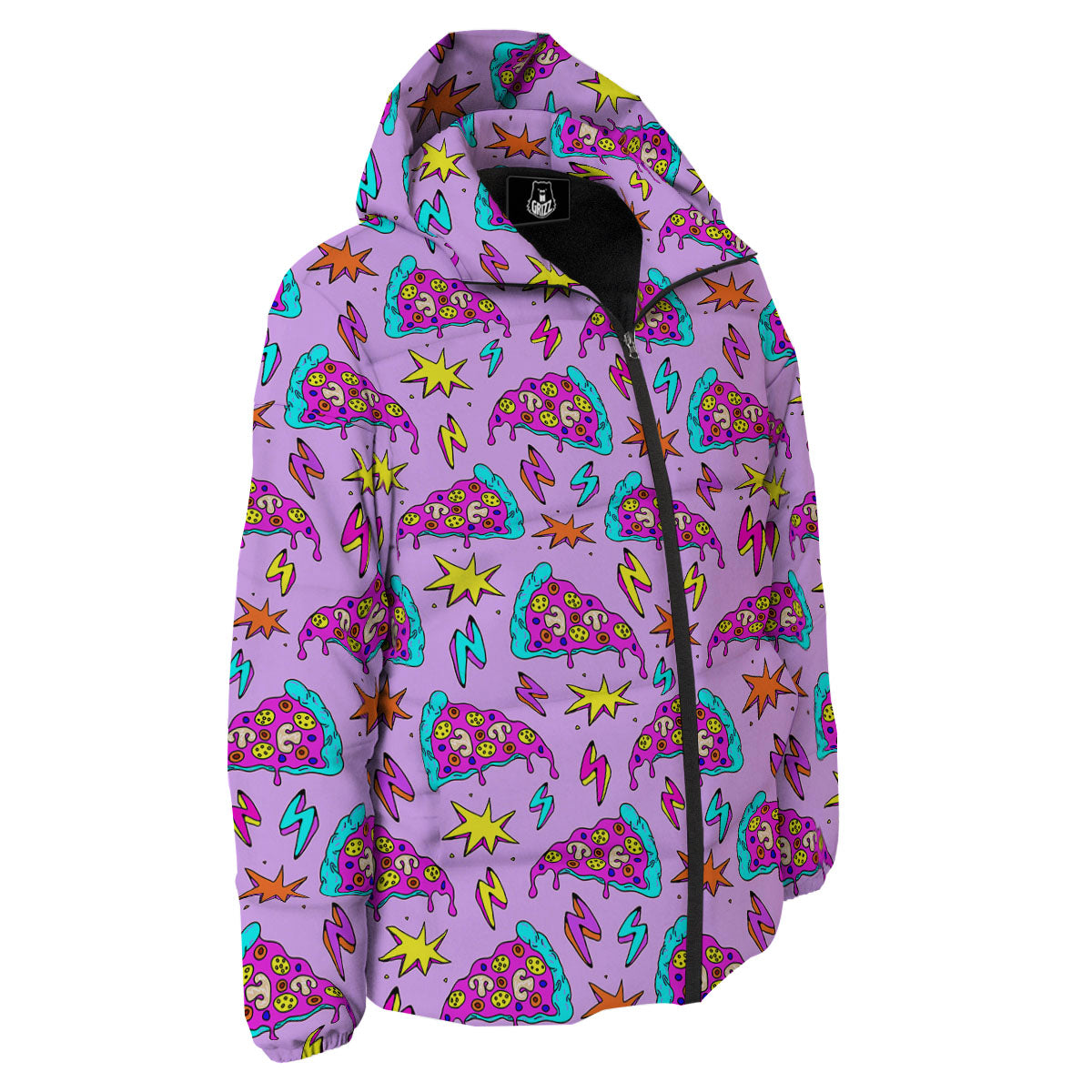 Pizza Psychedelic Print Pattern Down Jacket-grizzshop