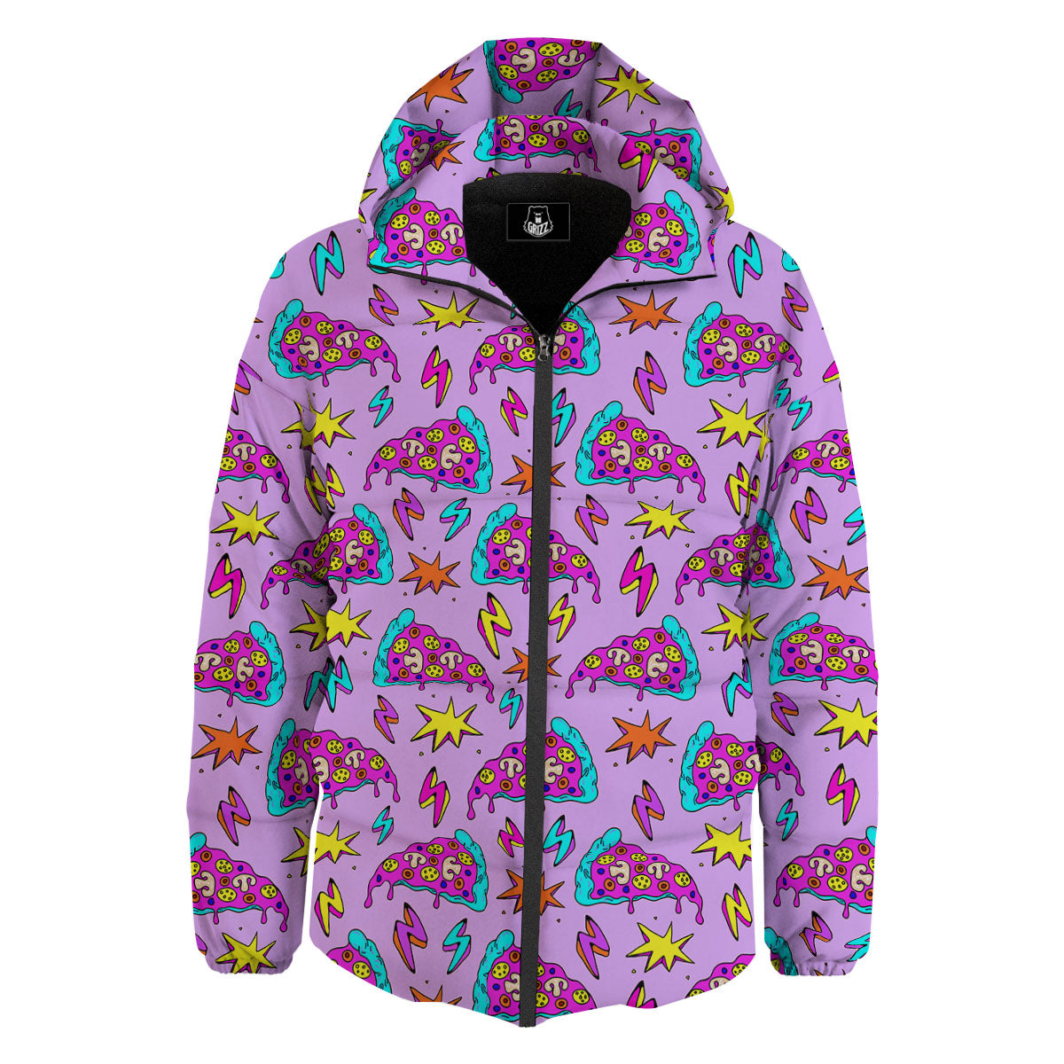 Pizza Psychedelic Print Pattern Down Jacket-grizzshop