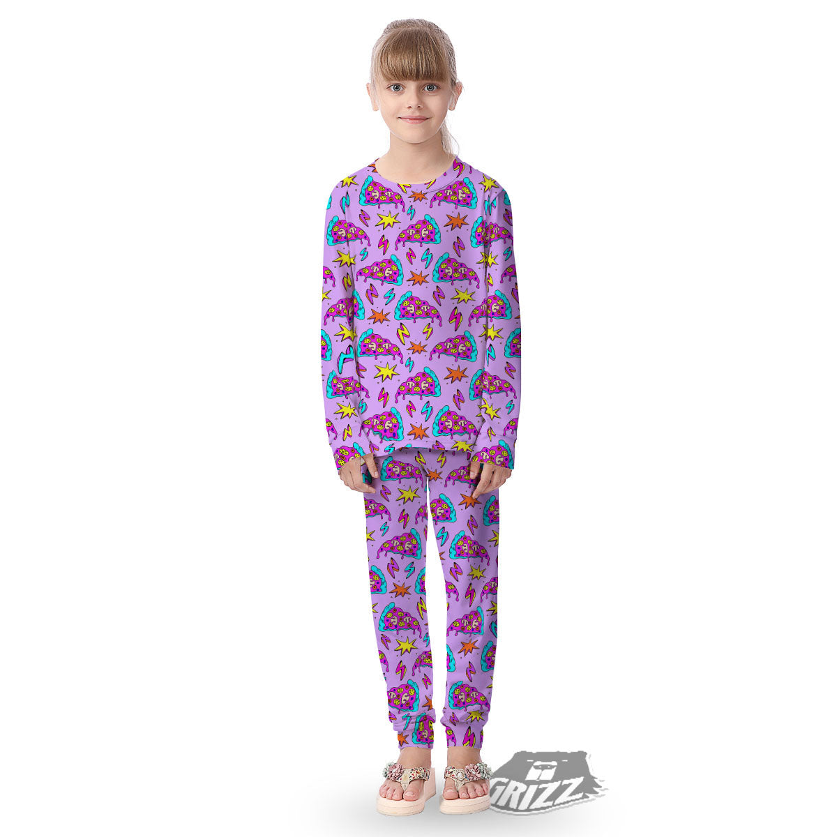 Pizza Psychedelic Print Pattern Kid's Pajamas-grizzshop