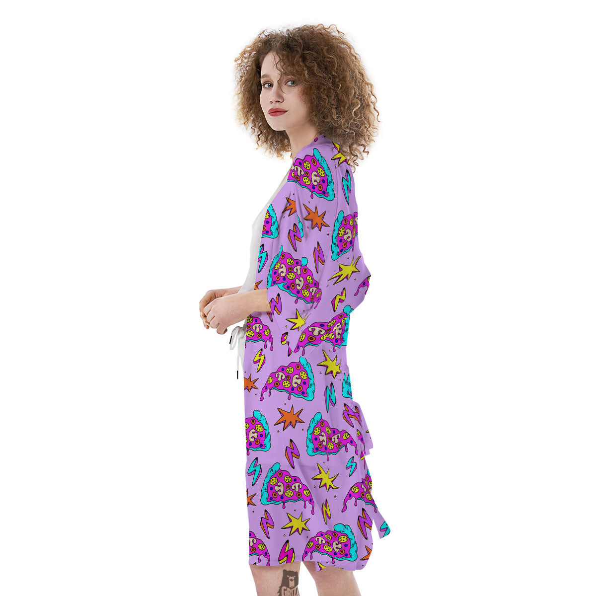 Pizza Psychedelic Print Pattern Kimono-grizzshop