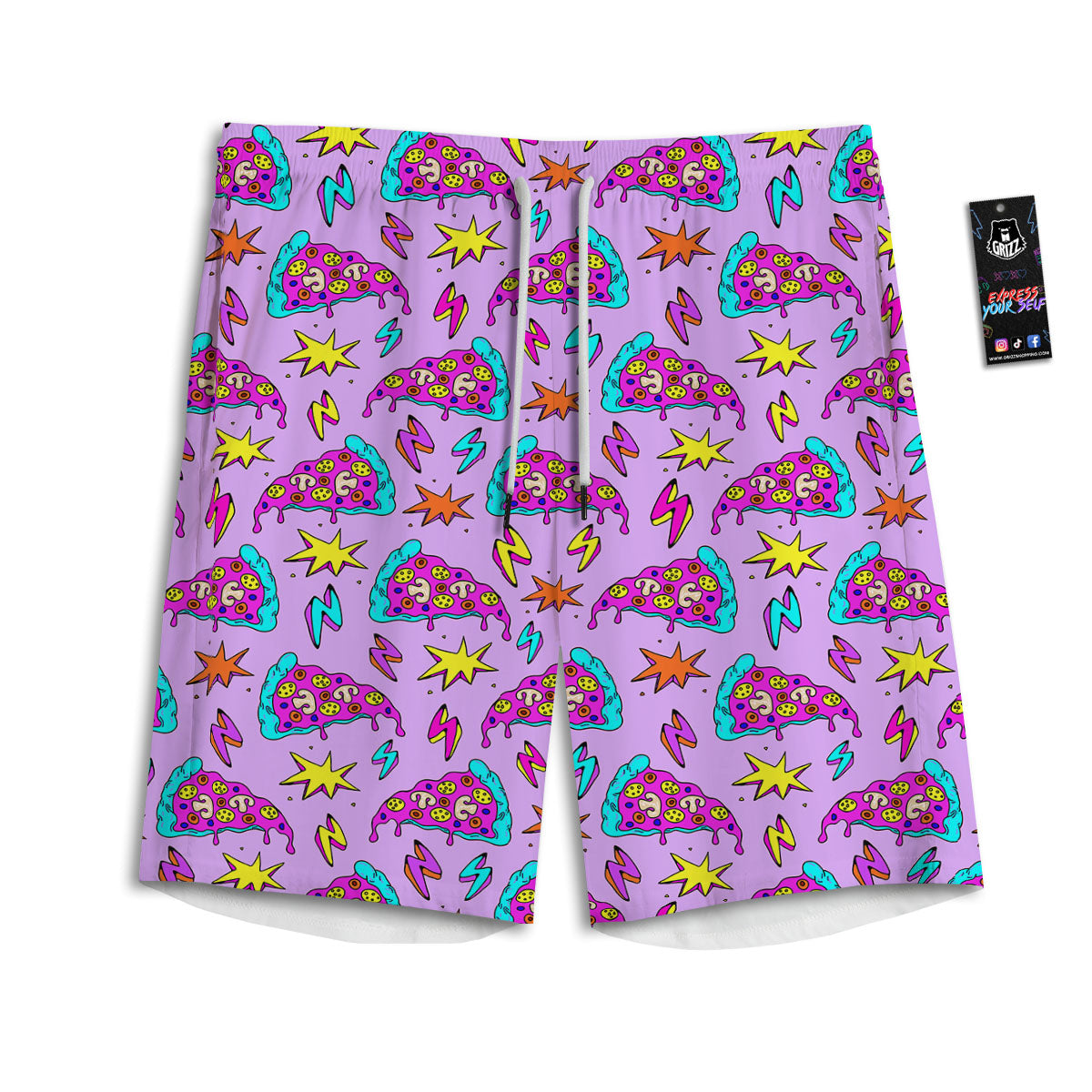 Pizza Psychedelic Print Pattern Men's Athletic Shorts