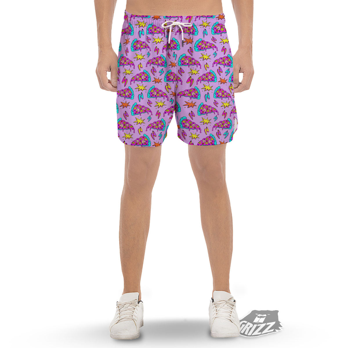 Pizza Psychedelic Print Pattern Men's Gym Shorts-grizzshop