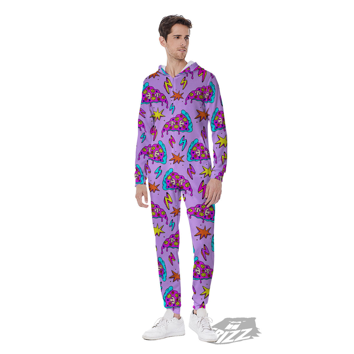 Pizza Psychedelic Print Pattern Men's Jumpsuit-grizzshop