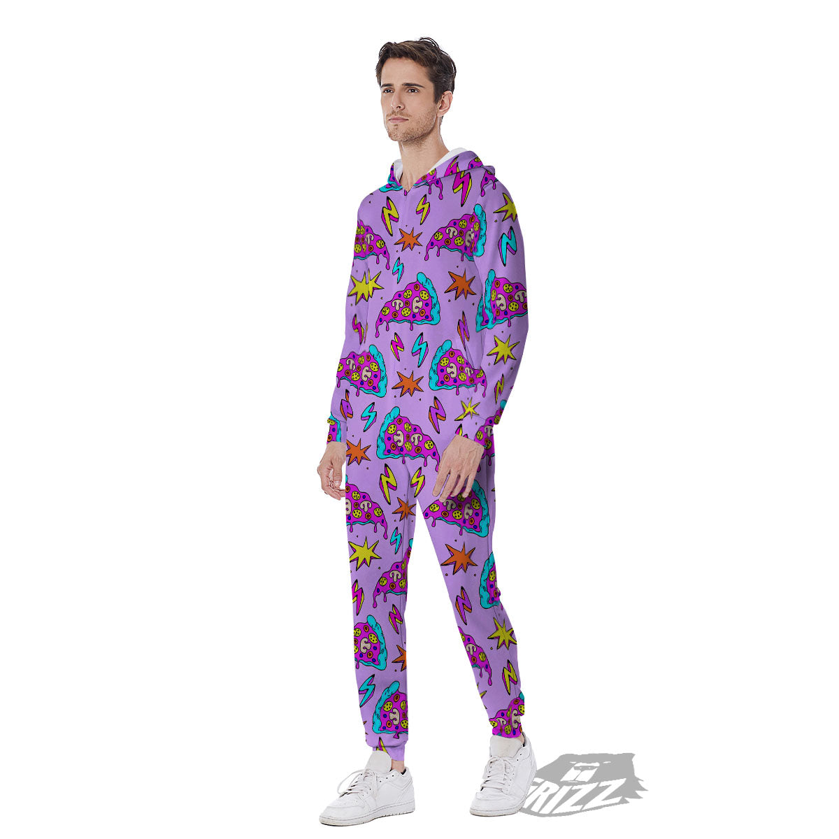 Pizza Psychedelic Print Pattern Men's Jumpsuit-grizzshop