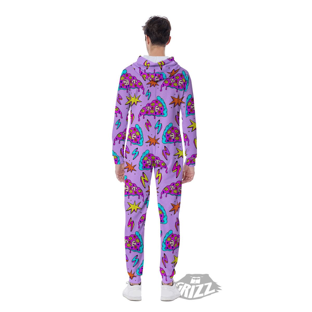 Pizza Psychedelic Print Pattern Men's Jumpsuit-grizzshop
