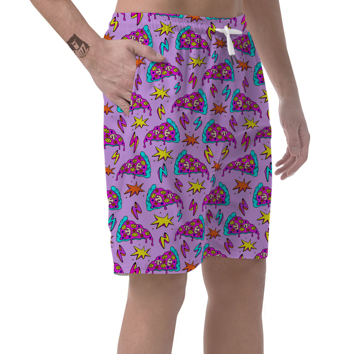 Pizza Psychedelic Print Pattern Men's Shorts-grizzshop