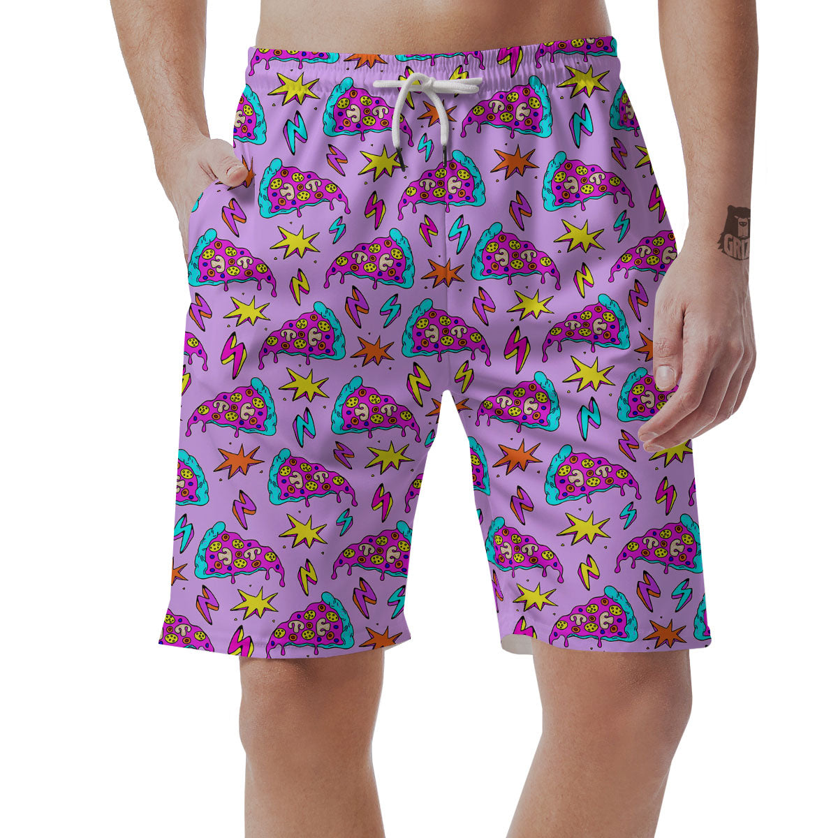 Pizza Psychedelic Print Pattern Men's Shorts-grizzshop