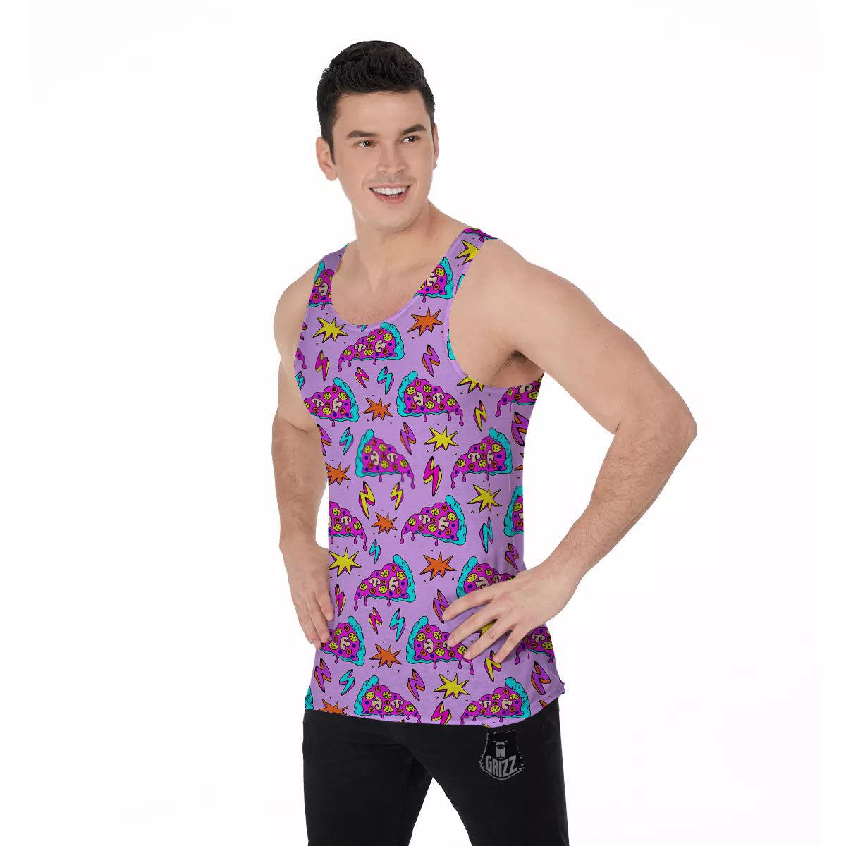 Pizza Psychedelic Print Pattern Men's Tank Top-grizzshop