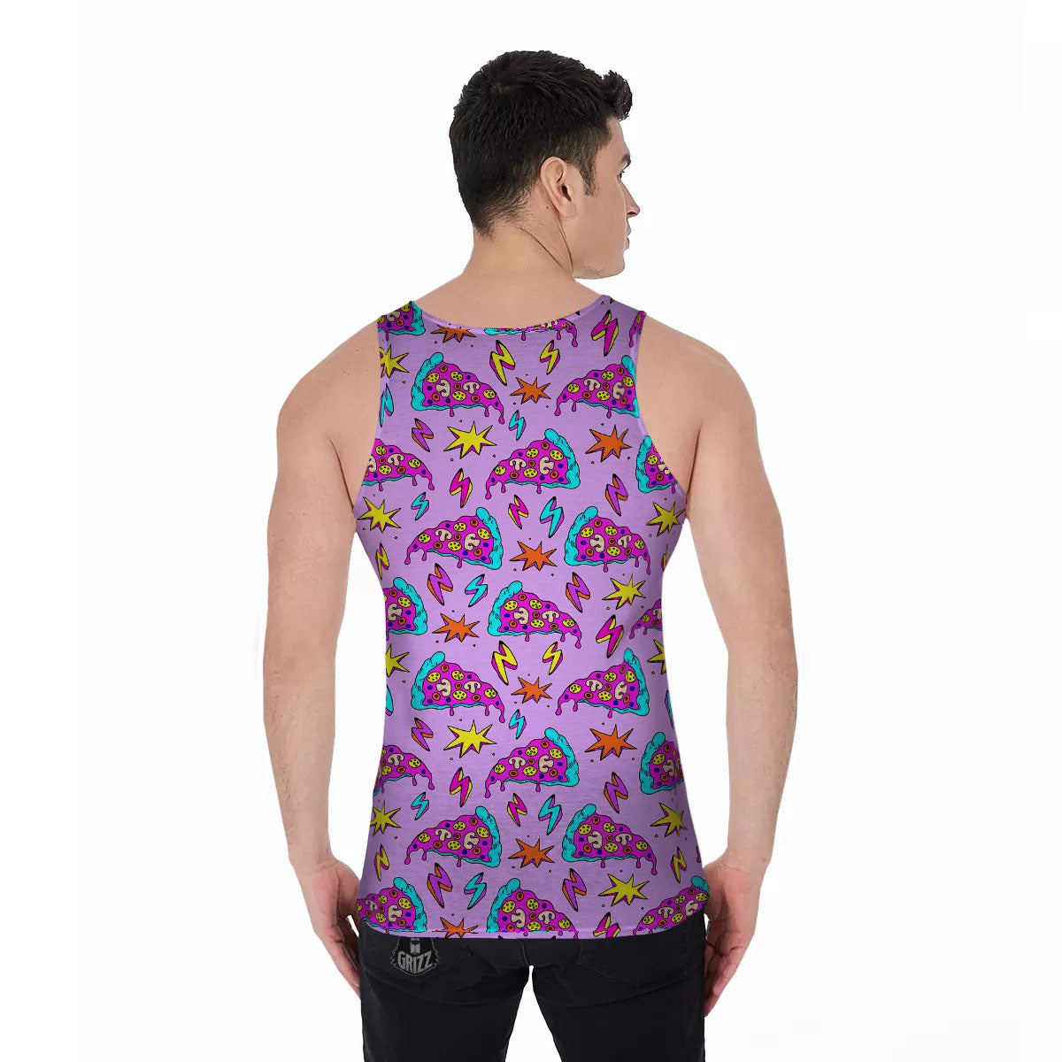Pizza Psychedelic Print Pattern Men's Tank Top-grizzshop