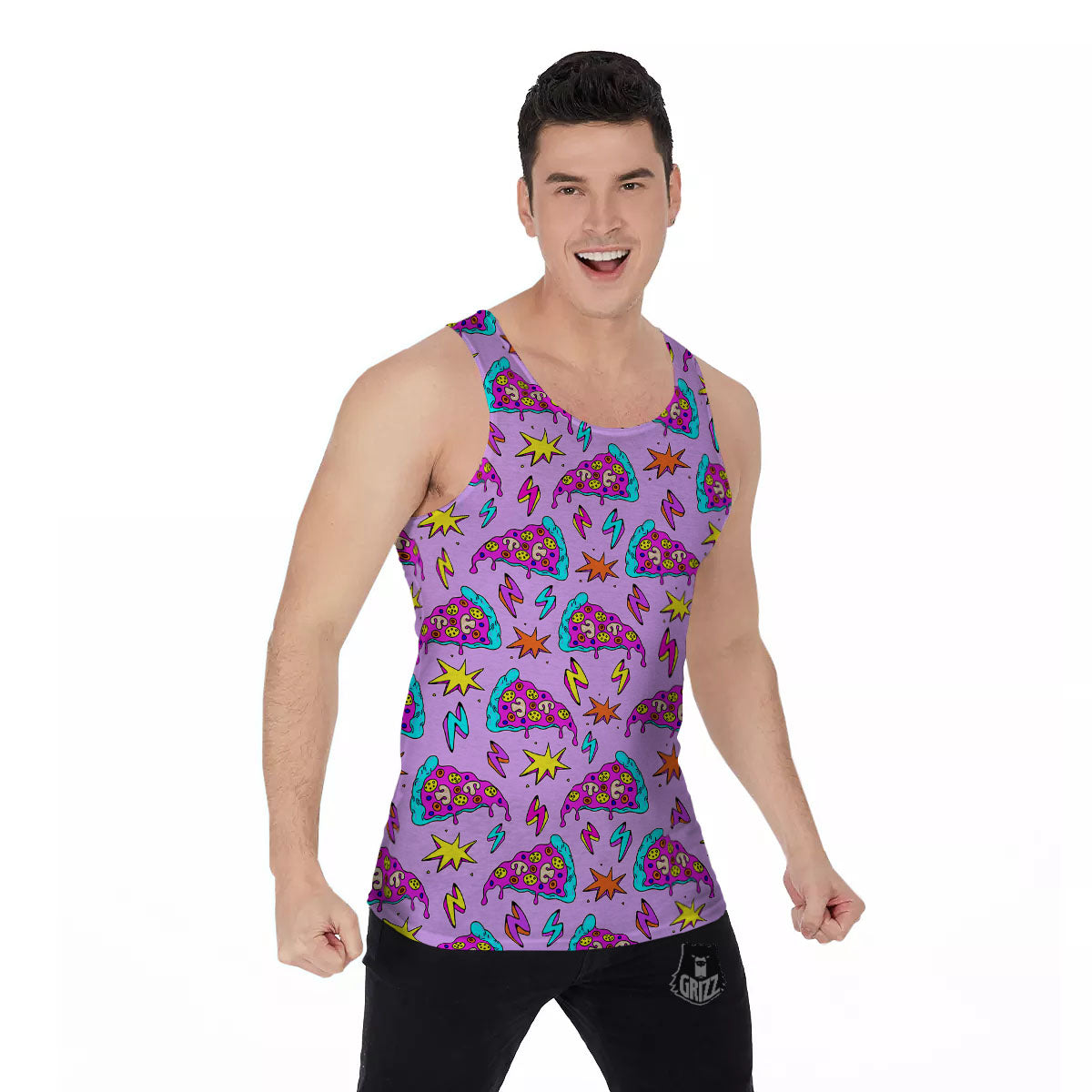 Pizza Psychedelic Print Pattern Men's Tank Top-grizzshop