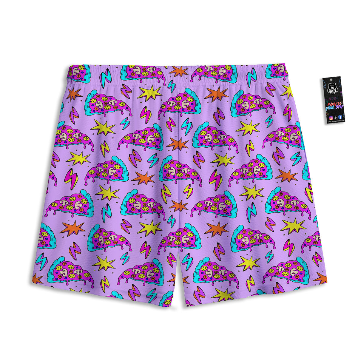 Pizza Psychedelic Print Pattern Mesh Shorts