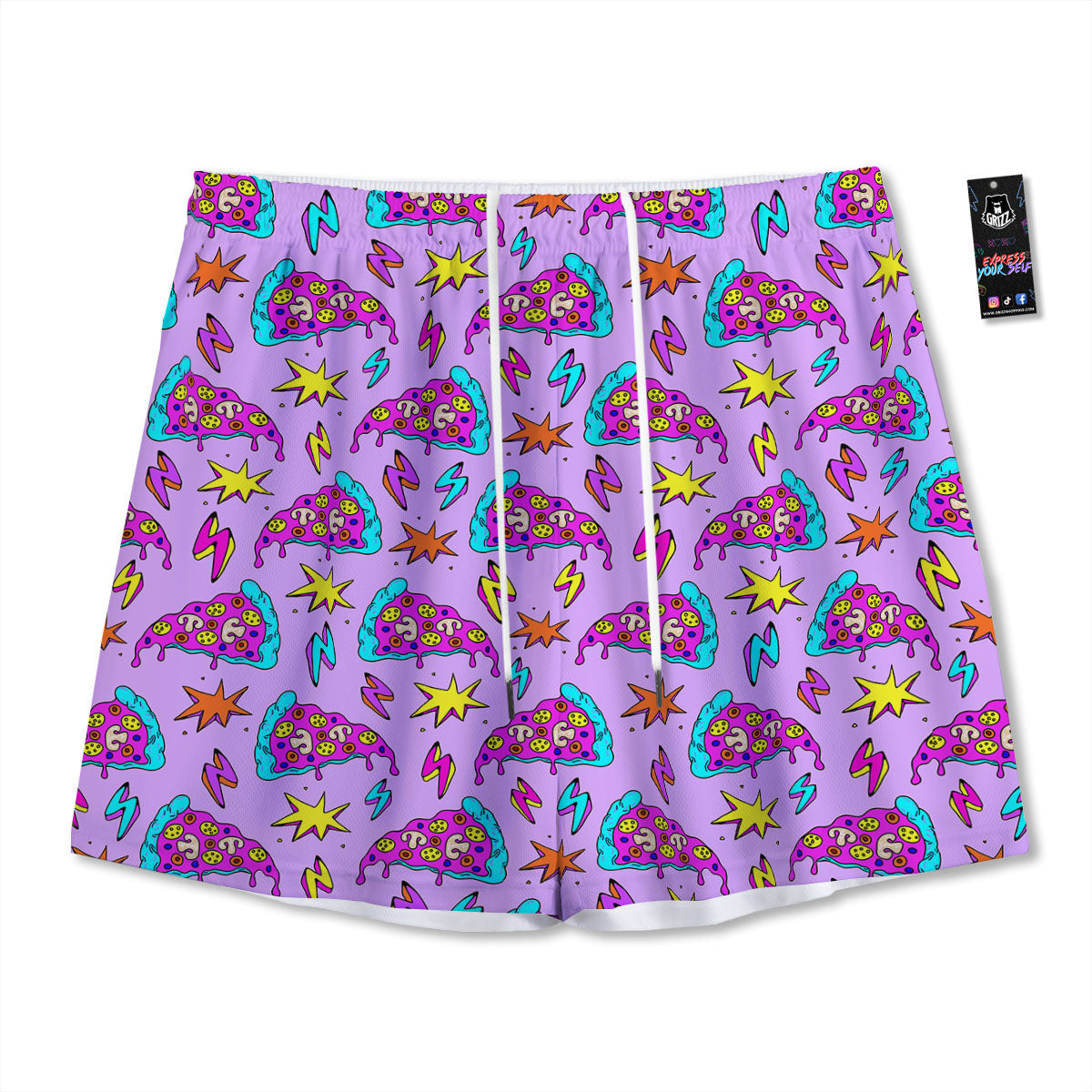 Pizza Psychedelic Print Pattern Mesh Shorts