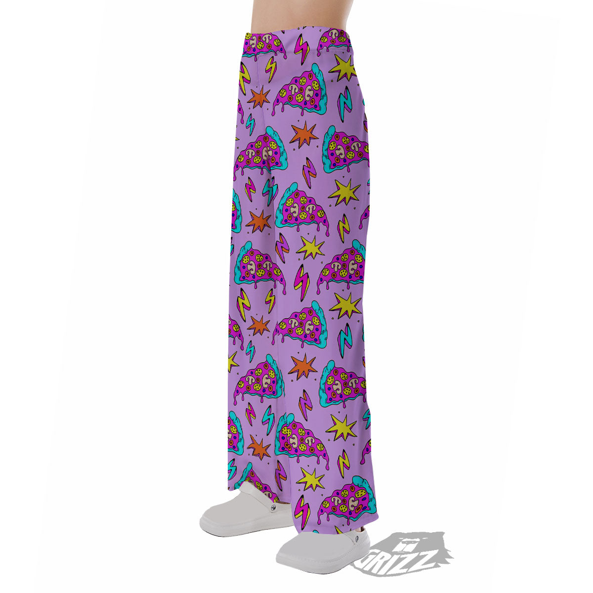 Pizza Psychedelic Print Pattern Pajama Pants-grizzshop