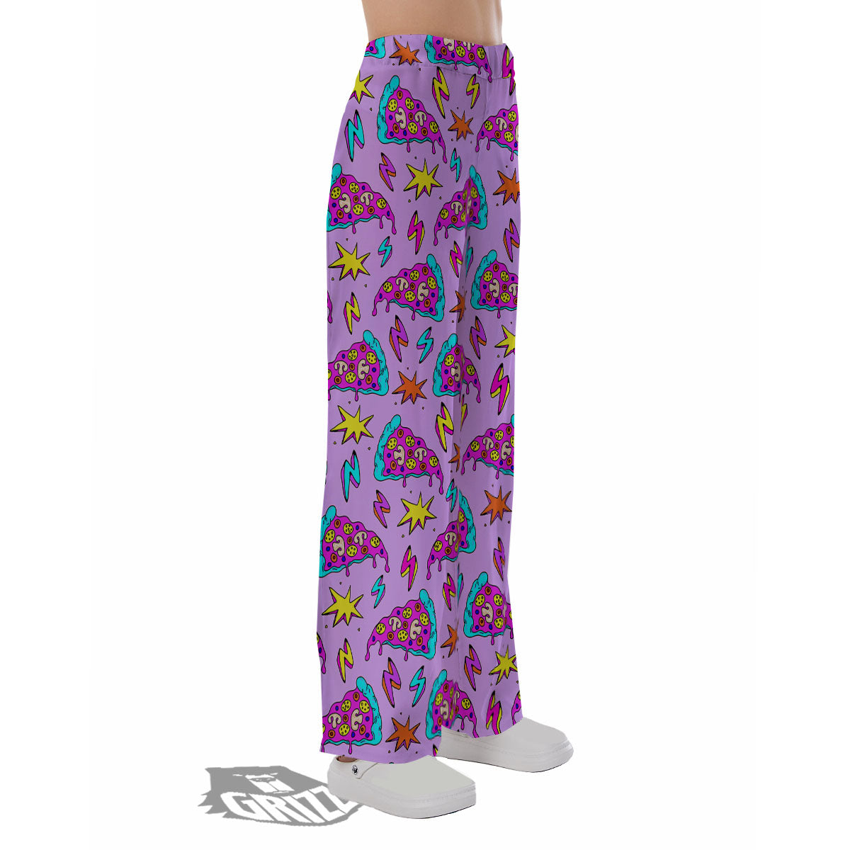 Pizza Psychedelic Print Pattern Pajama Pants-grizzshop