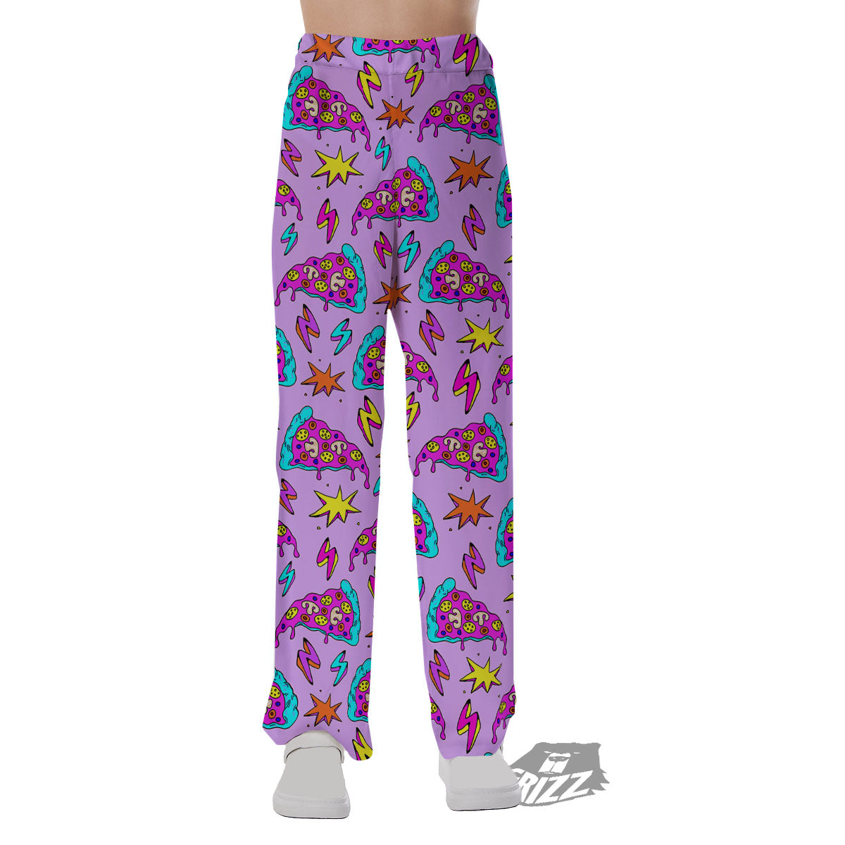Pizza Psychedelic Print Pattern Pajama Pants-grizzshop