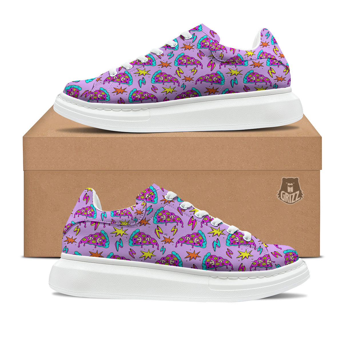 Pizza Psychedelic Print Pattern Platform Shoes-grizzshop