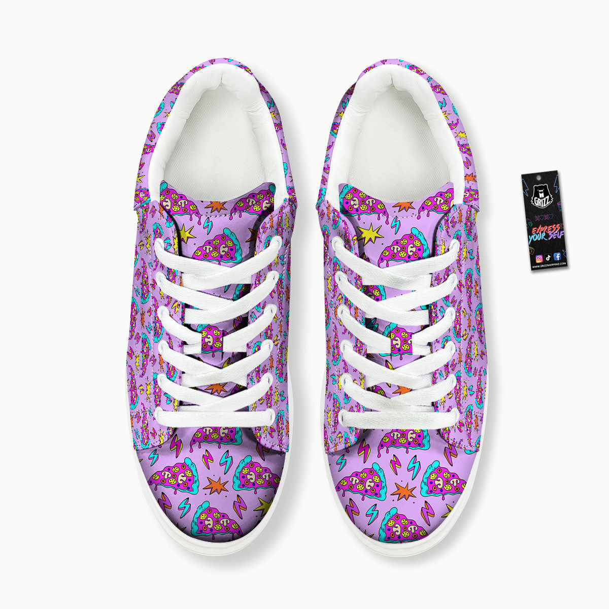 Pizza Psychedelic Print Pattern Platform Shoes-grizzshop