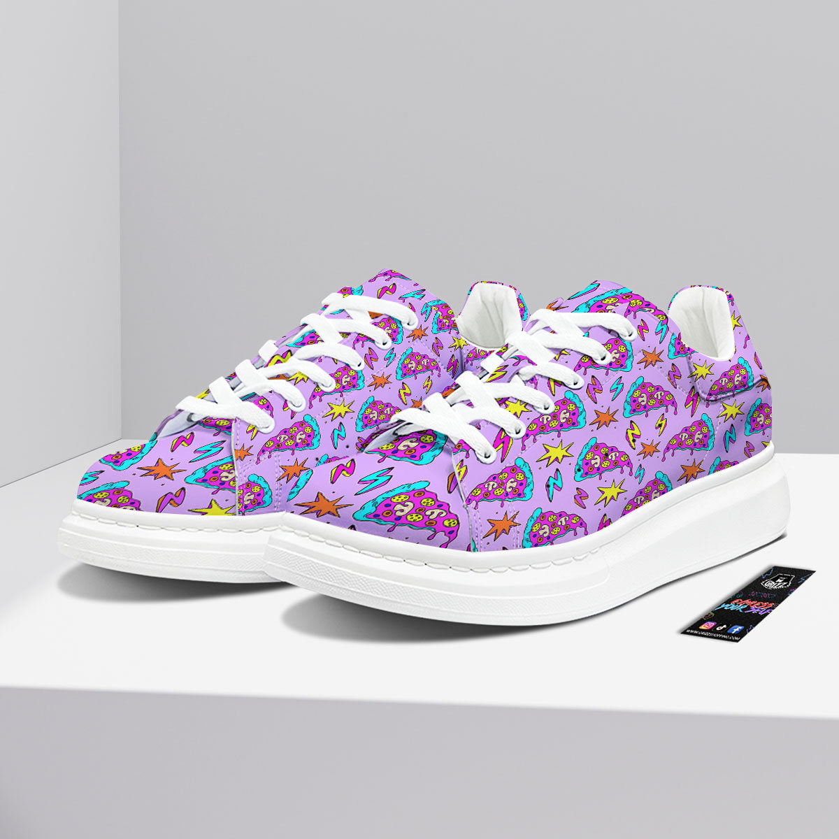 Pizza Psychedelic Print Pattern Platform Shoes-grizzshop