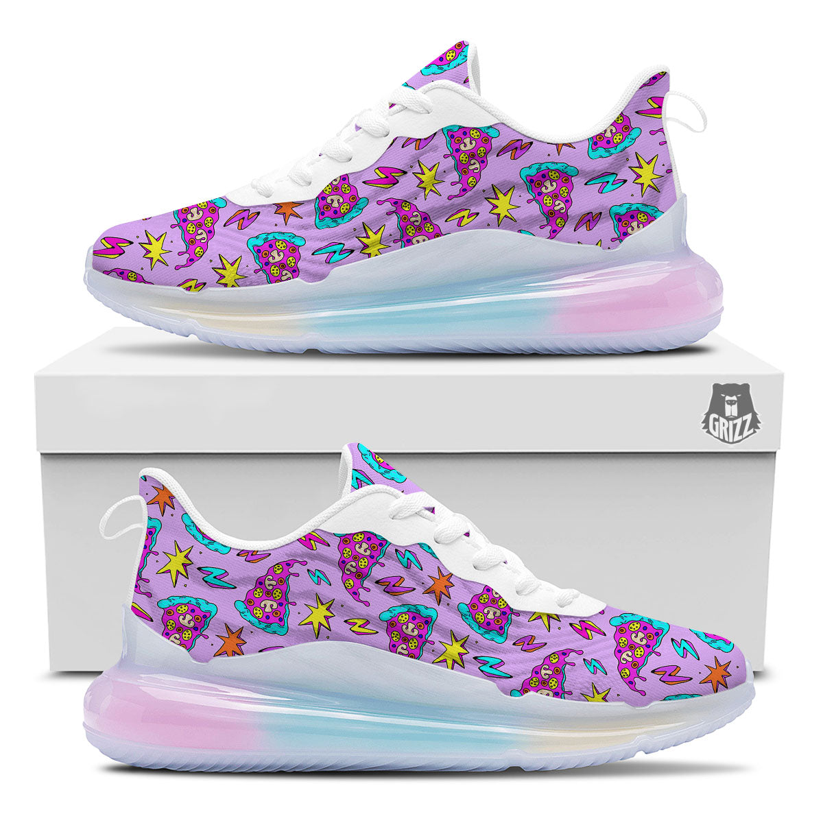 Pizza Psychedelic Print Pattern Running Sneakers-grizzshop