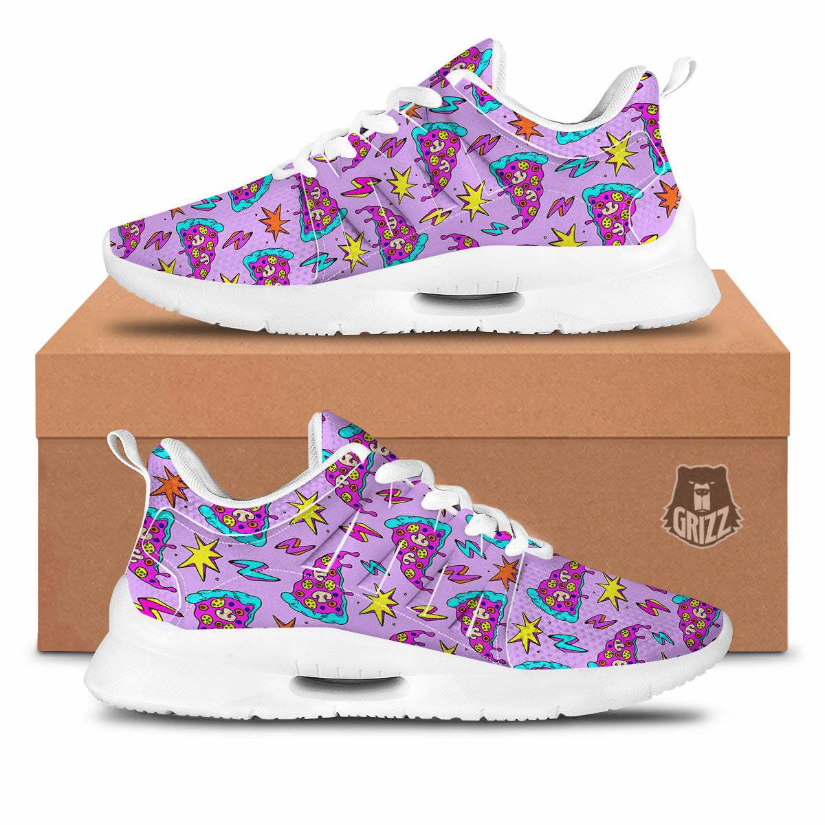 Pizza Psychedelic Print Pattern Tennis Shoes-grizzshop