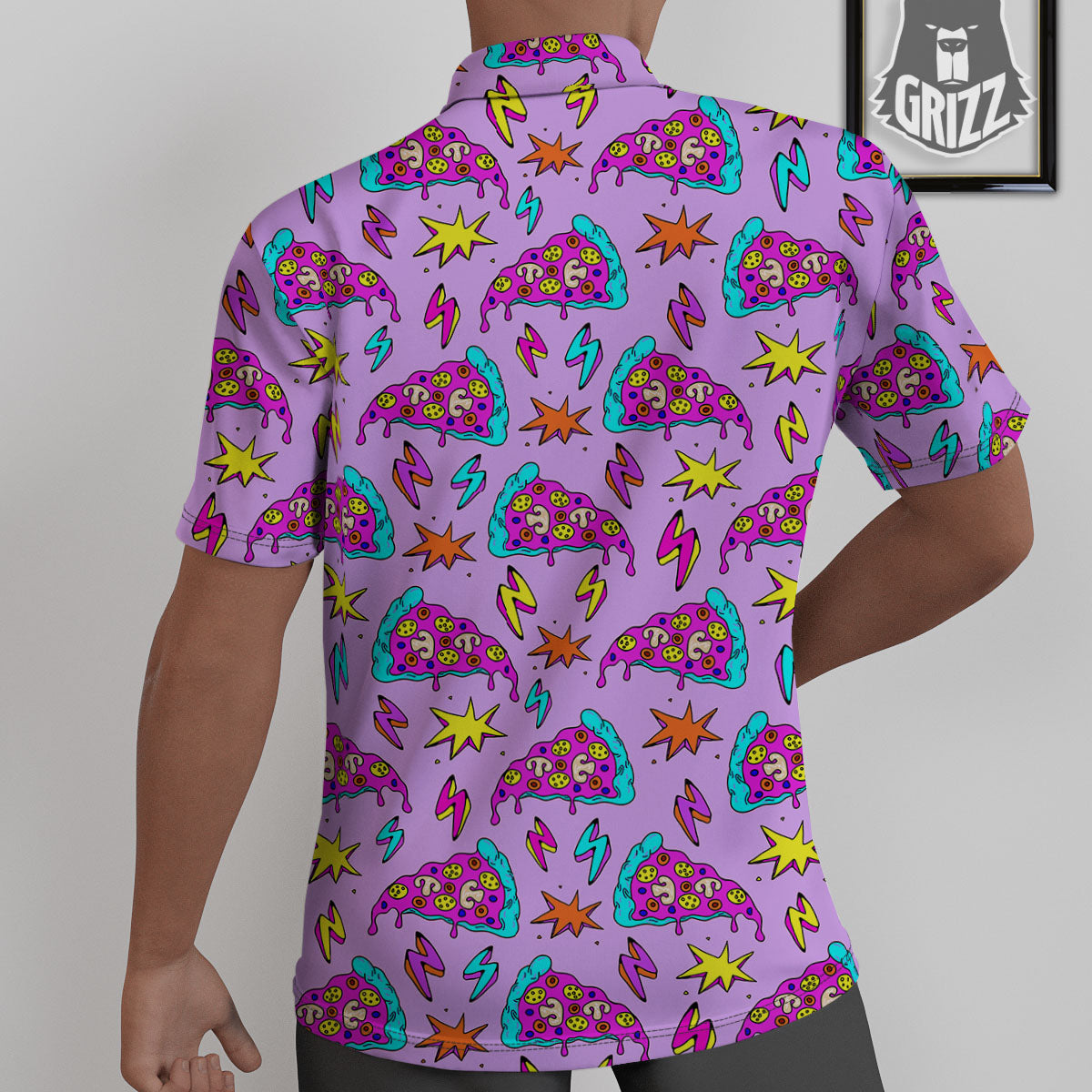 Pizza Psychedelic Print Pattern Untucked Shirts-grizzshop