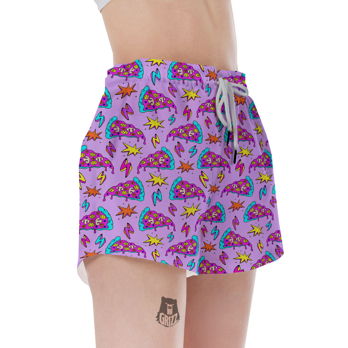 Pizza Psychedelic Print Pattern Women's Shorts-grizzshop