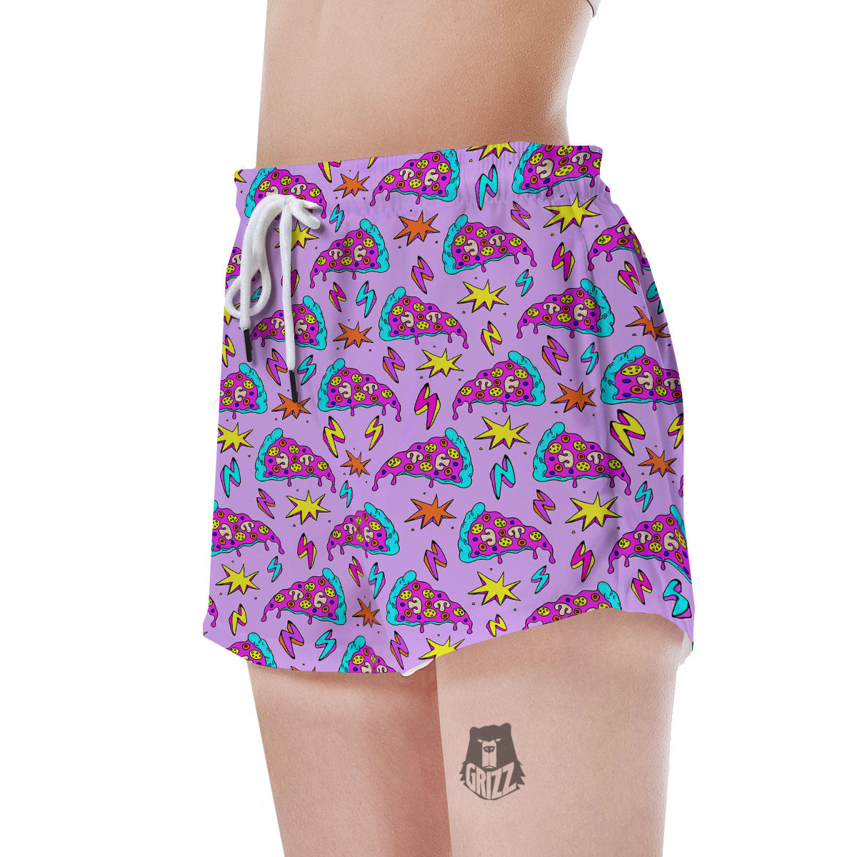 Pizza Psychedelic Print Pattern Women's Shorts-grizzshop