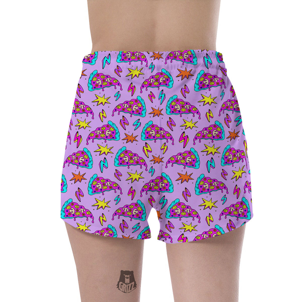 Pizza Psychedelic Print Pattern Women's Shorts-grizzshop