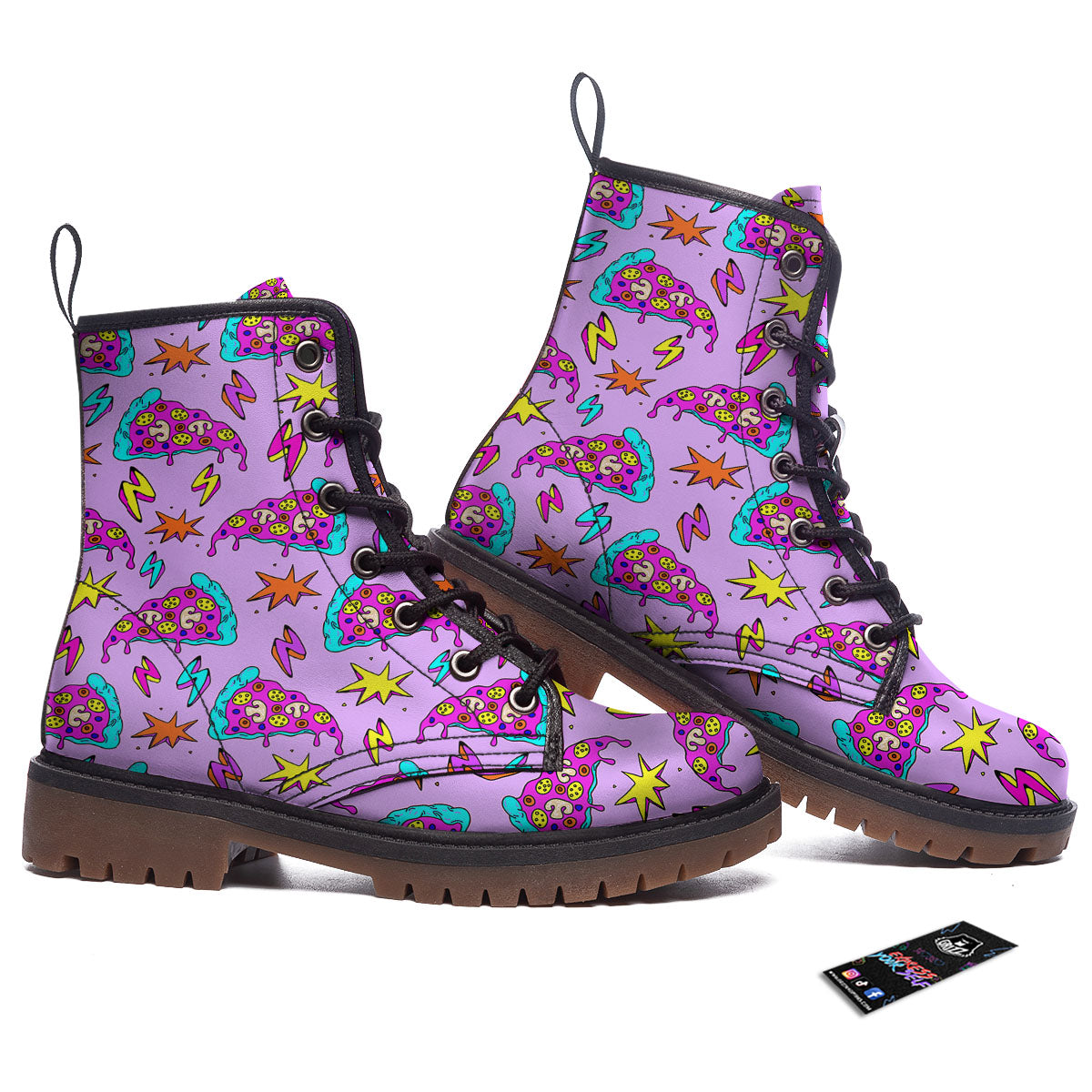 Pizza Psychedelic Print Pattern Work Boots-grizzshop