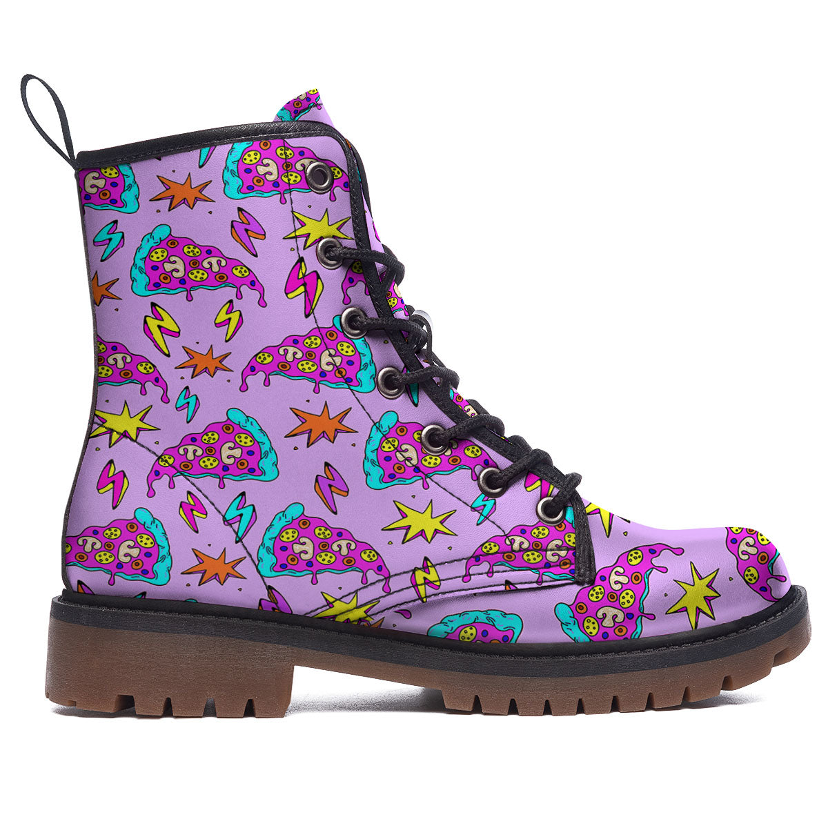 Pizza Psychedelic Print Pattern Work Boots-grizzshop