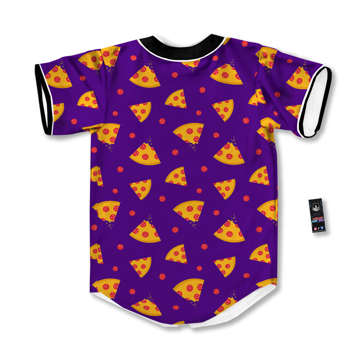 Pizza Purple Print Pattern Baseball Jersey-grizzshop