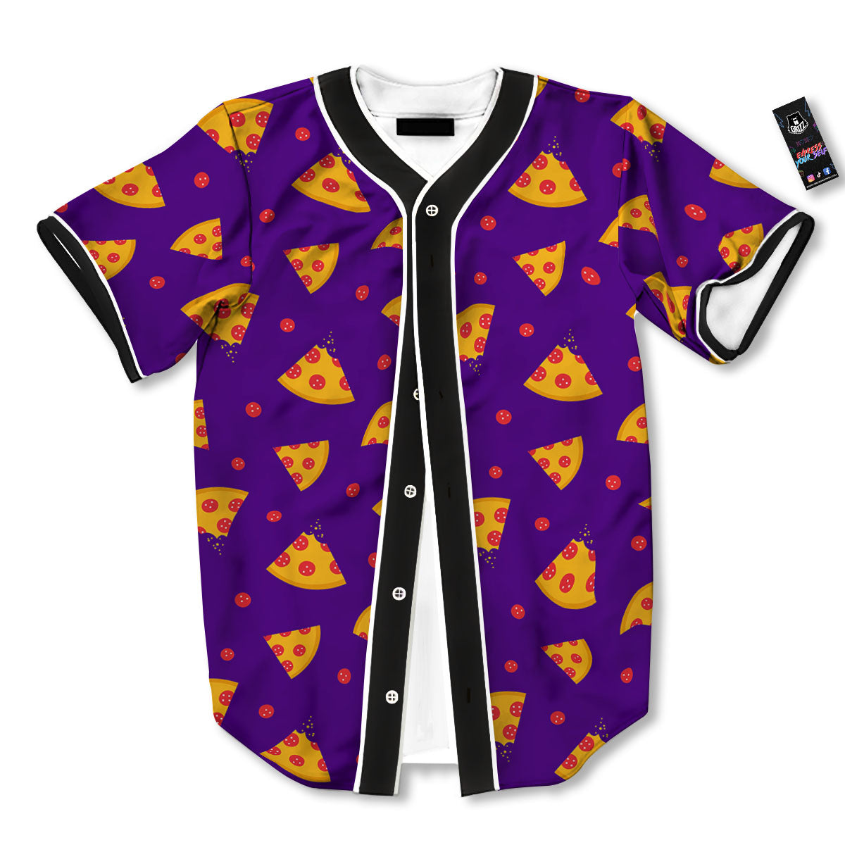 Pizza Purple Print Pattern Baseball Jersey-grizzshop