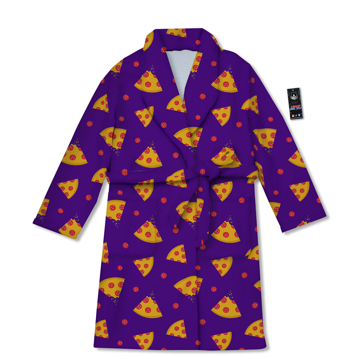Pizza Purple Print Pattern Bathrobe-grizzshop