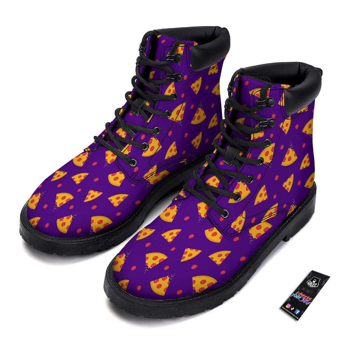 Pizza Purple Print Pattern Boots-grizzshop