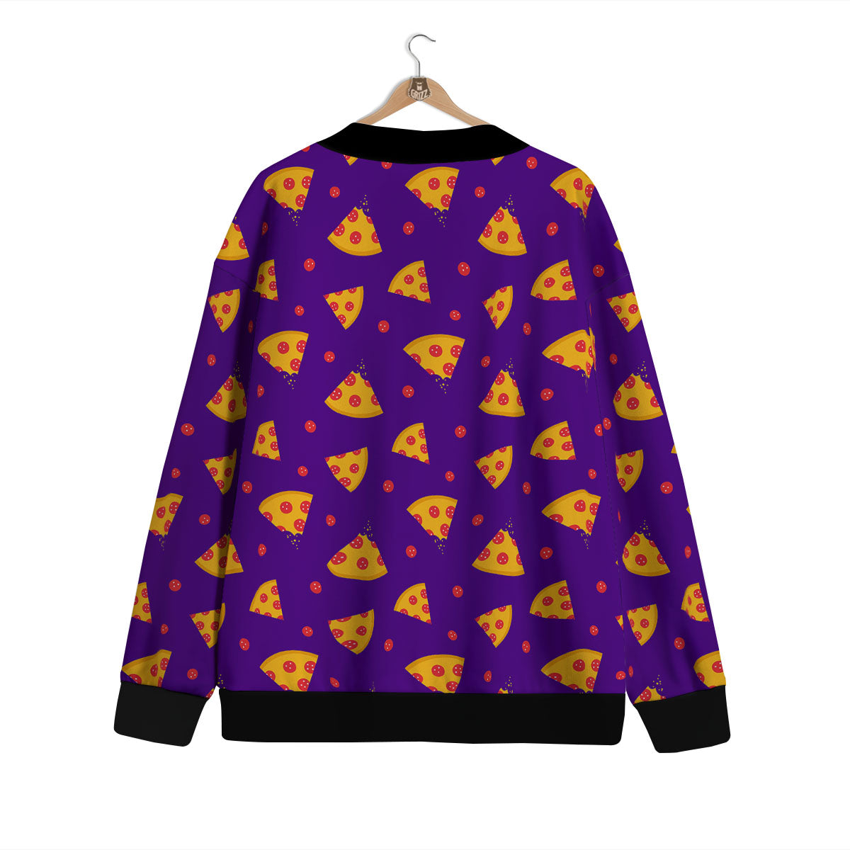 Pizza Purple Print Pattern Cardigan-grizzshop