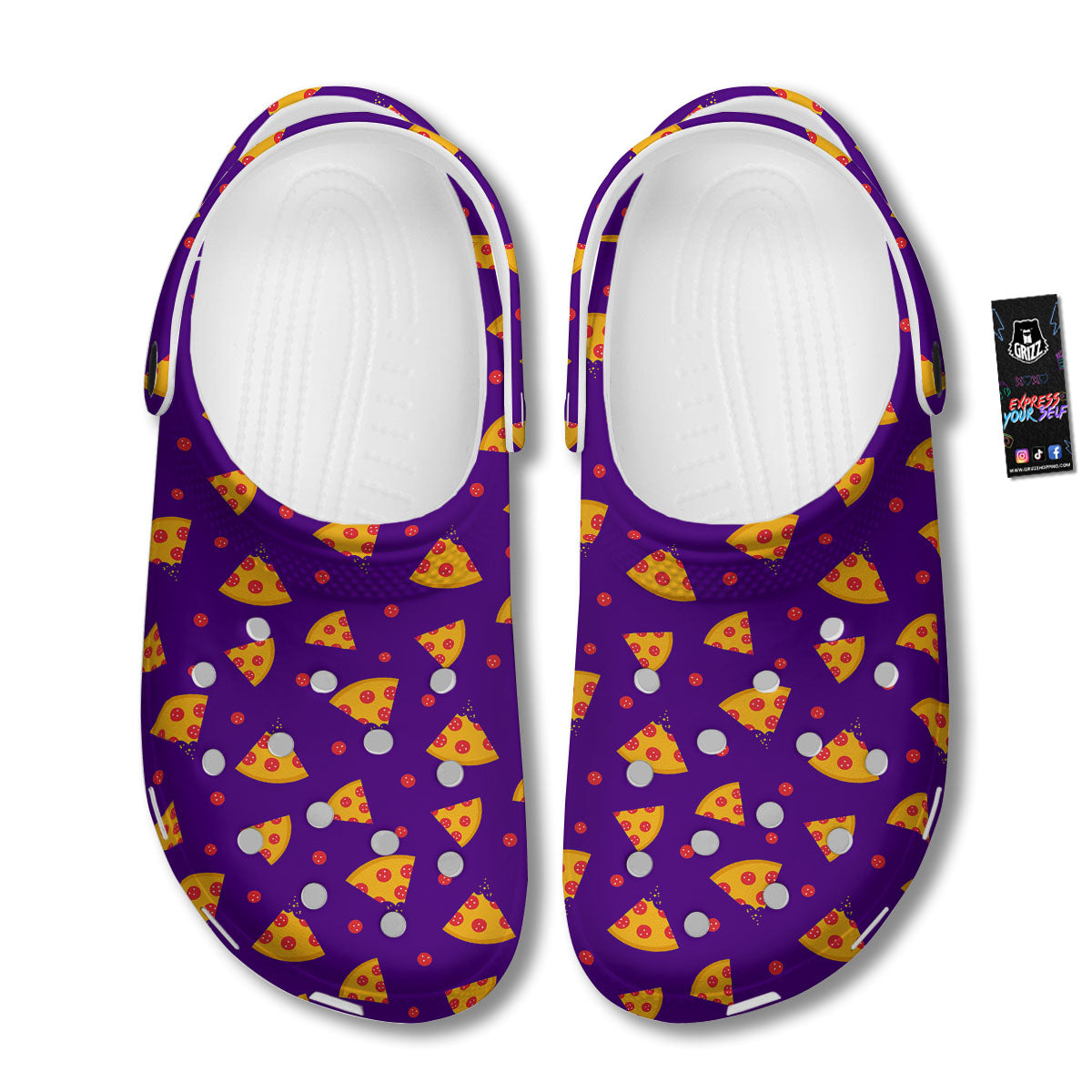 Pizza Purple Print Pattern Clog-grizzshop