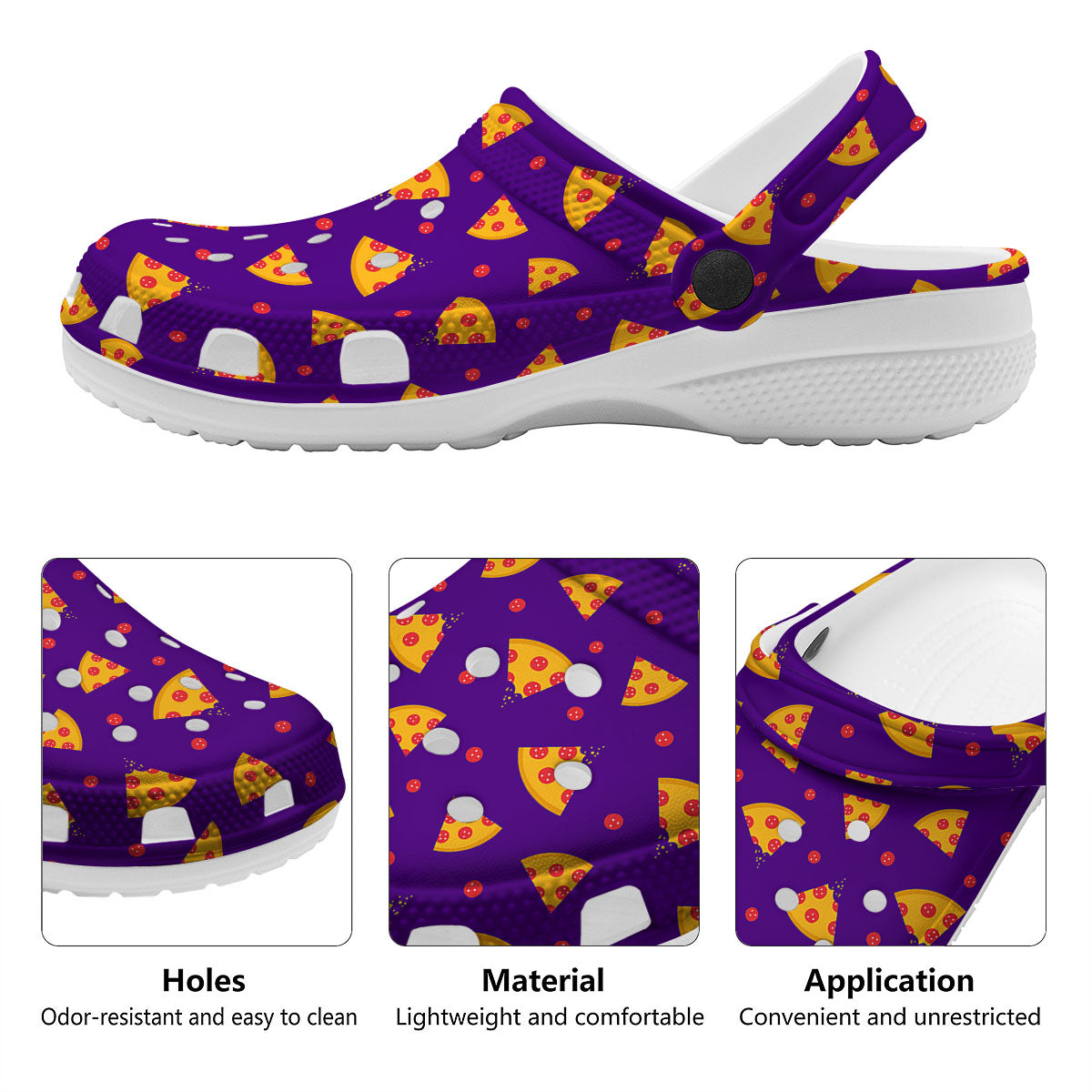 Pizza Purple Print Pattern Clog-grizzshop