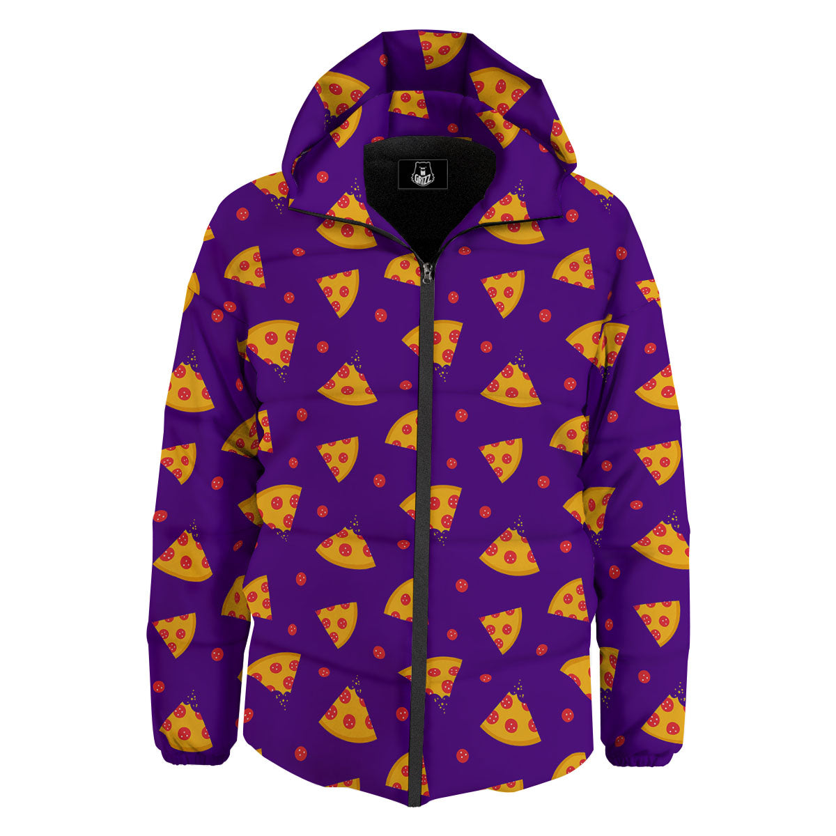 Pizza Purple Print Pattern Down Jacket-grizzshop